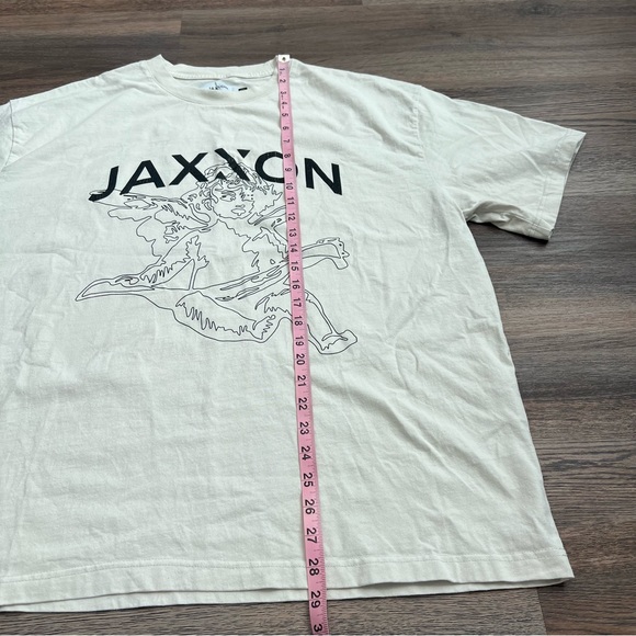 JAXXON Limited Edition Oversized Boxy Graphic T-Shirt Size Large Cream Angel Tee - Picture 8 of 8